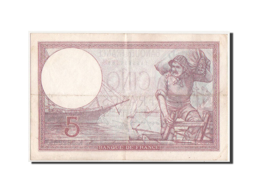 Geldschein, Frankreich, 5 Francs, 1939, 13.7.1939, SS, Fayette:4.1, KM:83
