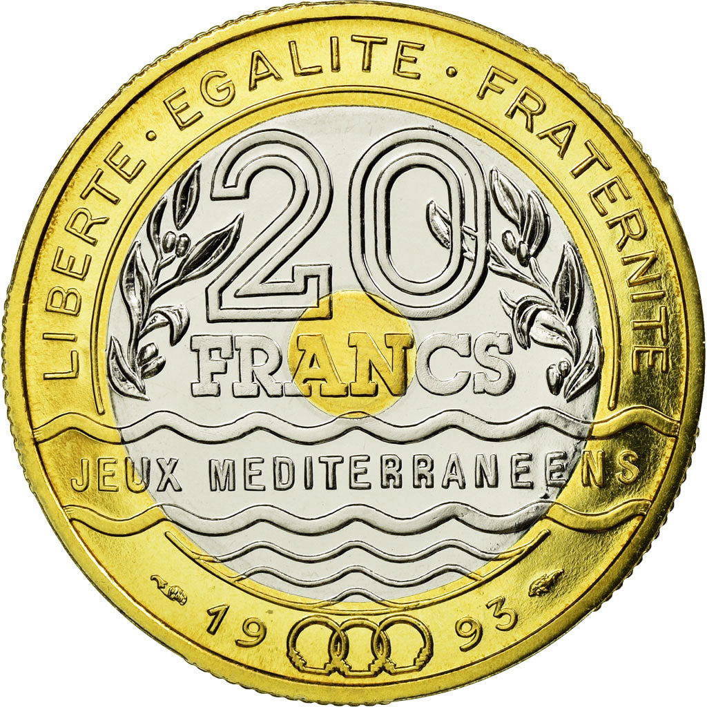 Moneda, Francia, Jeux Méditerranéens, 20 Francs, 1993, Paris, ESSAI, SC