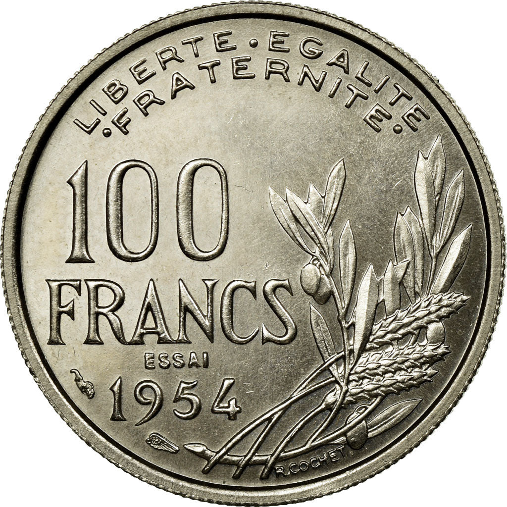Monnaie, France, Cochet, 100 Francs, 1954, Paris, ESSAI, SPL, Copper-nickel