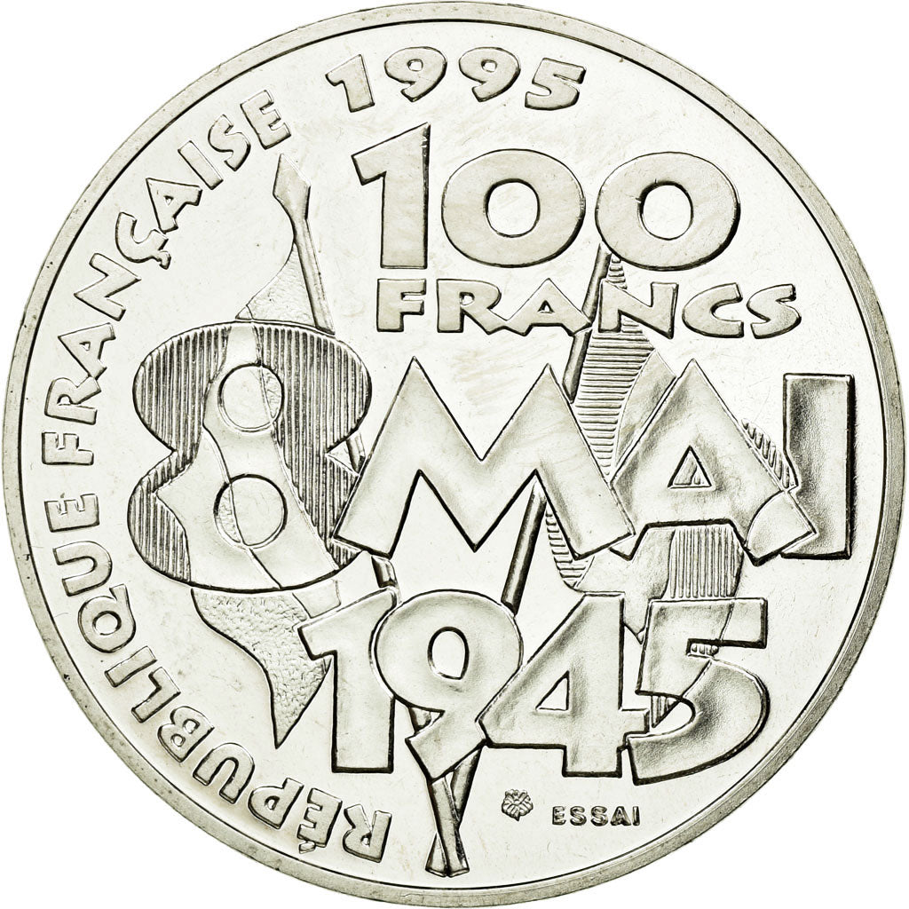 Coin, France, 8 mai 1945, 100 Francs, 1995, Paris, ESSAI, MS(63), Silver