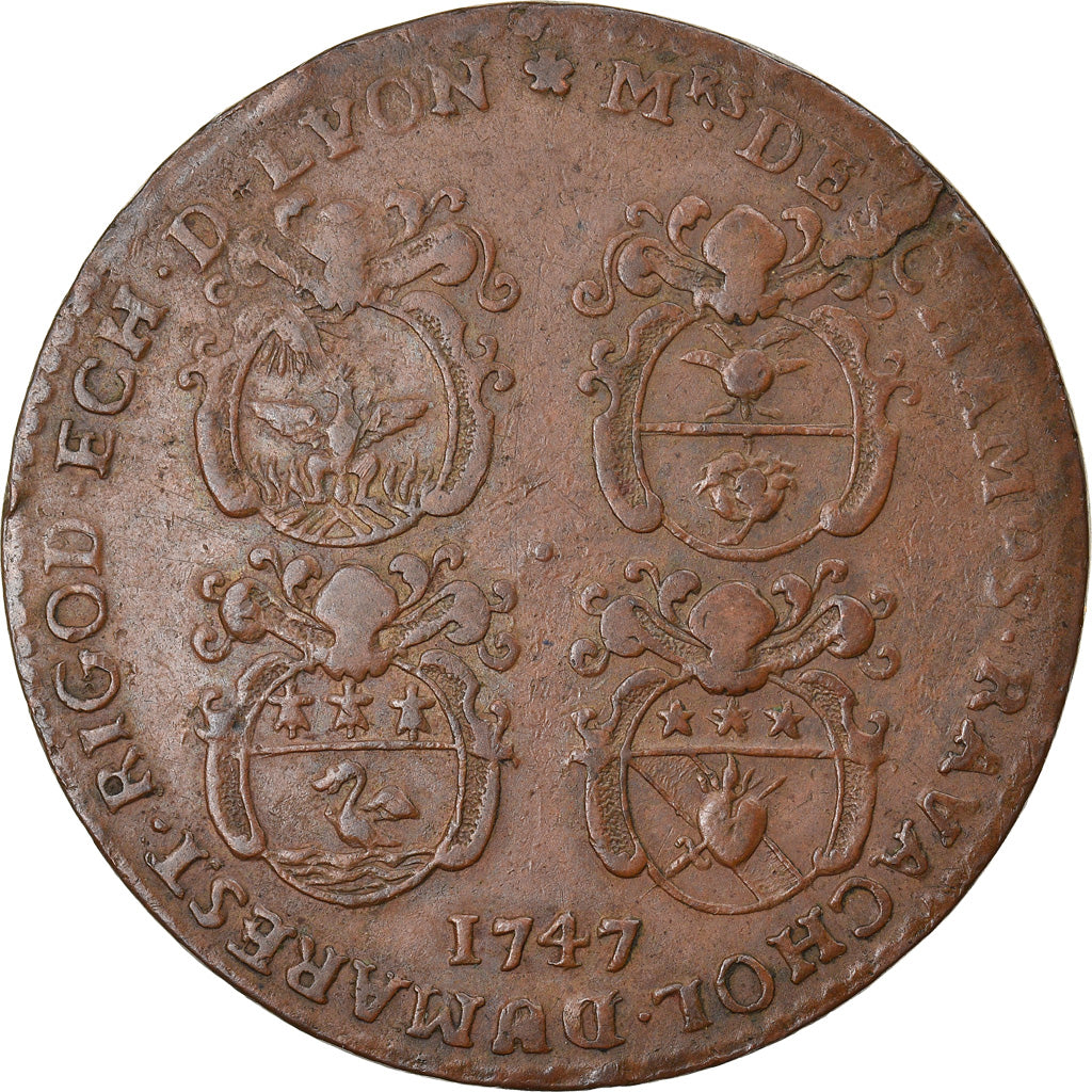 France, Médaille, Lyonnais - Consulat de Lyon, les quatre Echevins, 1747, SUP