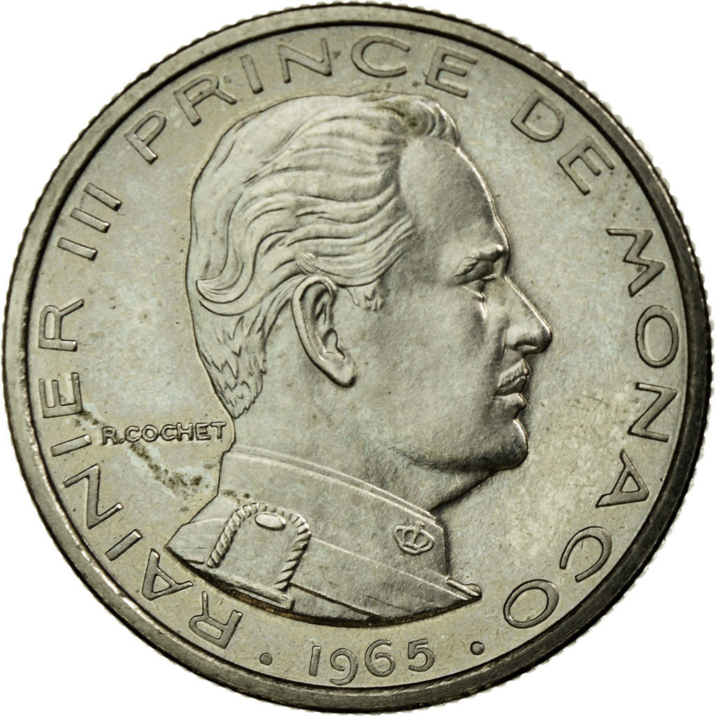 Coin, Monaco, Rainier III, 1/2 Franc, 1965, Paris, ESSAI, MS(63), Nickel, KM:E52