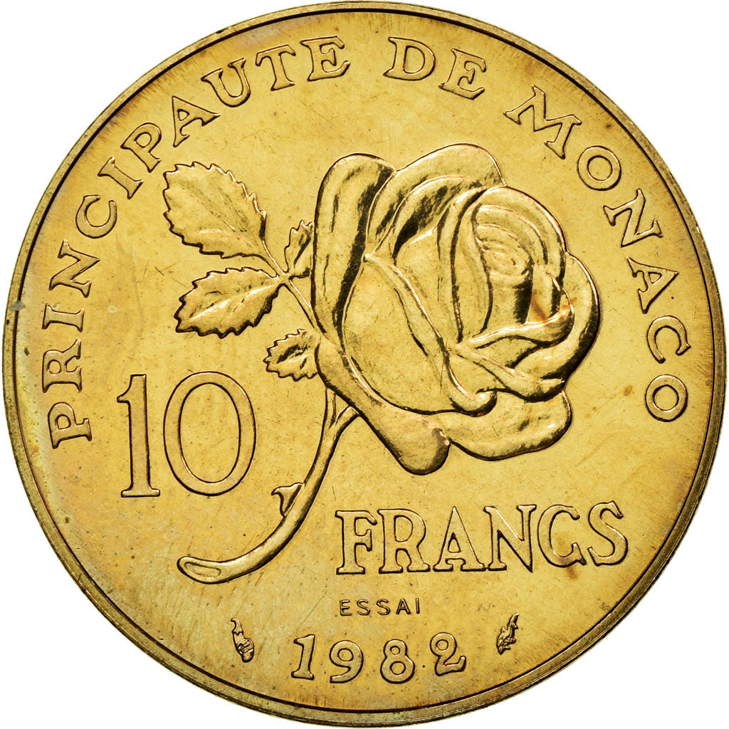 Coin, Monaco, Grace de Monaco, 10 Francs, 1982, Paris, ESSAI, MS(63)