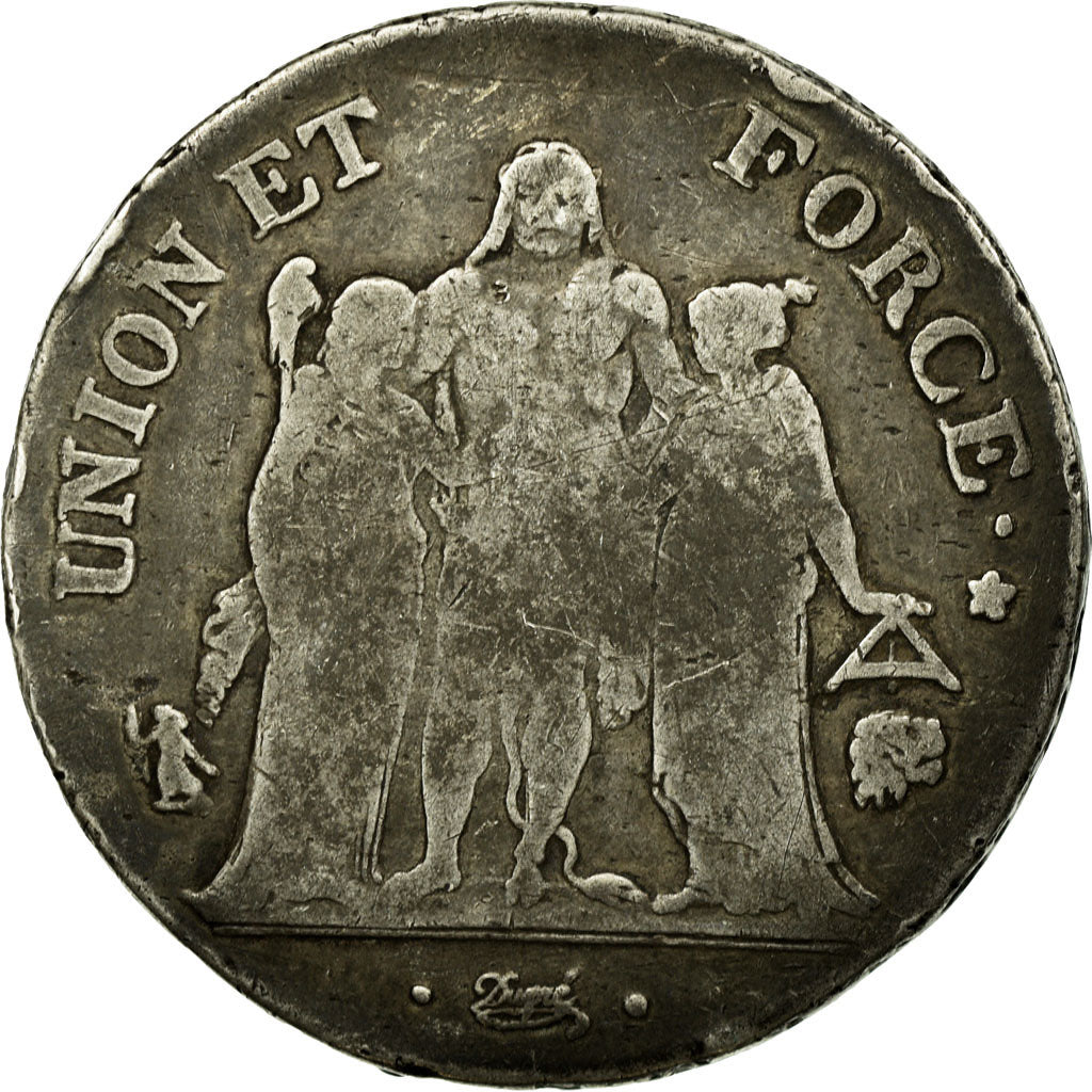 Münze, Frankreich, Union et Force, 5 Francs, AN 6, Bayonne, S, Silber