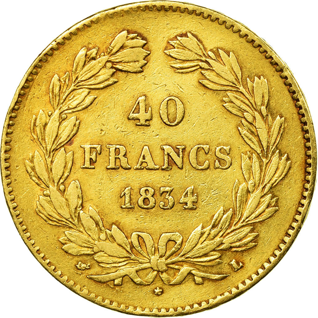 Münze, Frankreich, Louis-Philippe, 40 Francs, 1834, Bayonne, SS, Gold,KM 747.3