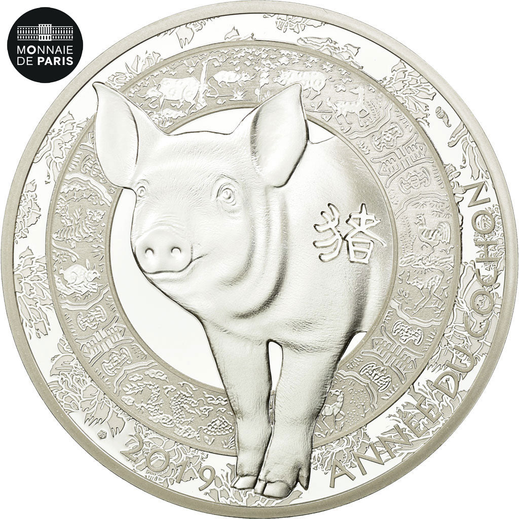 France, Monnaie de Paris, 10 Euro, Année du Cochon, 2019, Silver