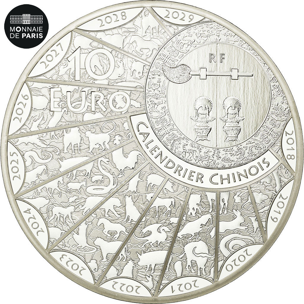 France, Monnaie de Paris, 10 Euro, Année du Cochon, 2019, Silver