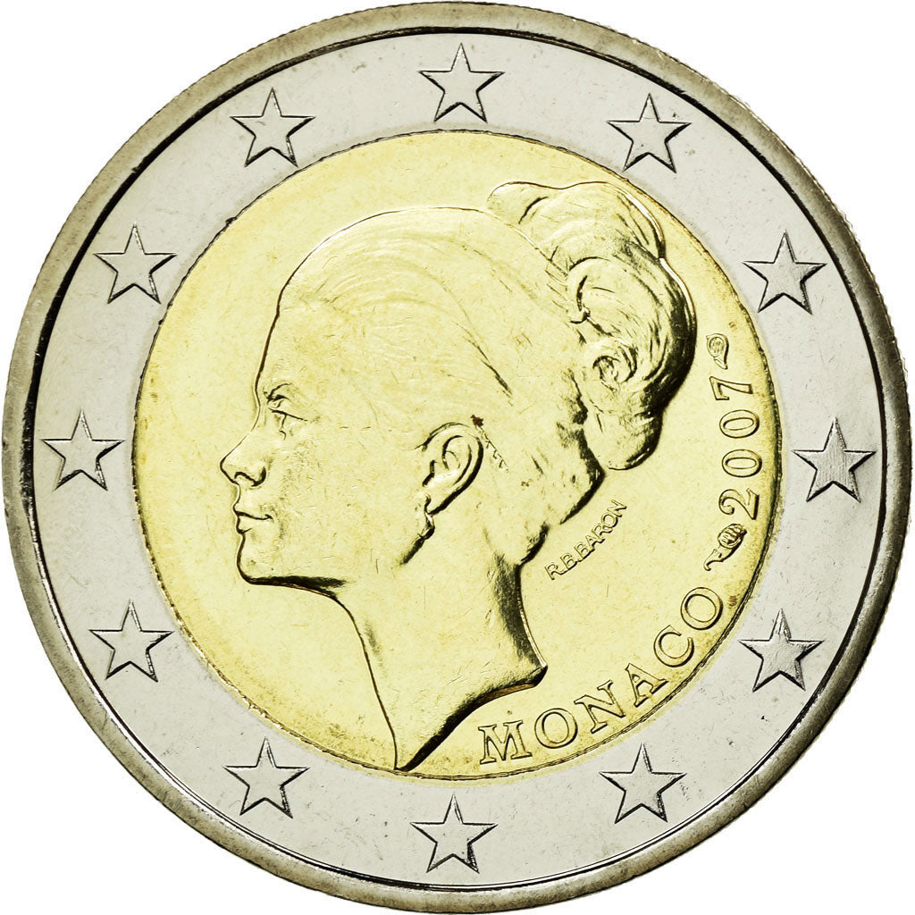 Monaco 2 Euro Grace Kelly 2007 MS(65-70) Bi-Metallic KM:186 ...
