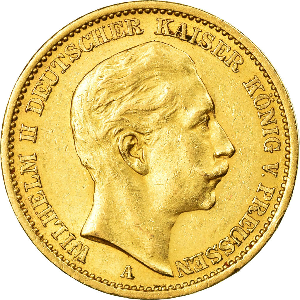 Moneda, Estados alemanes, PRUSSIA, Wilhelm II, 20 Mark, 1908, Berlin, MBC+, Oro