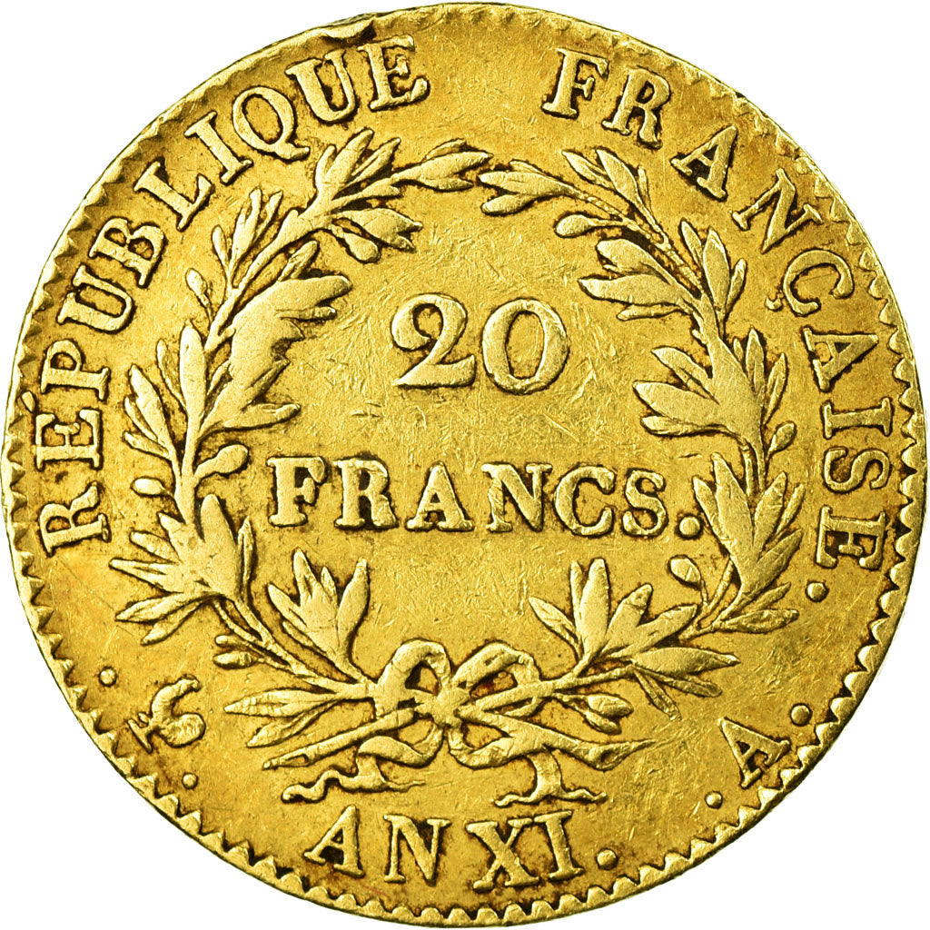 Monnaie, France, Napoléon I, 20 Francs, An XI, Paris, TB+, Or, KM:651