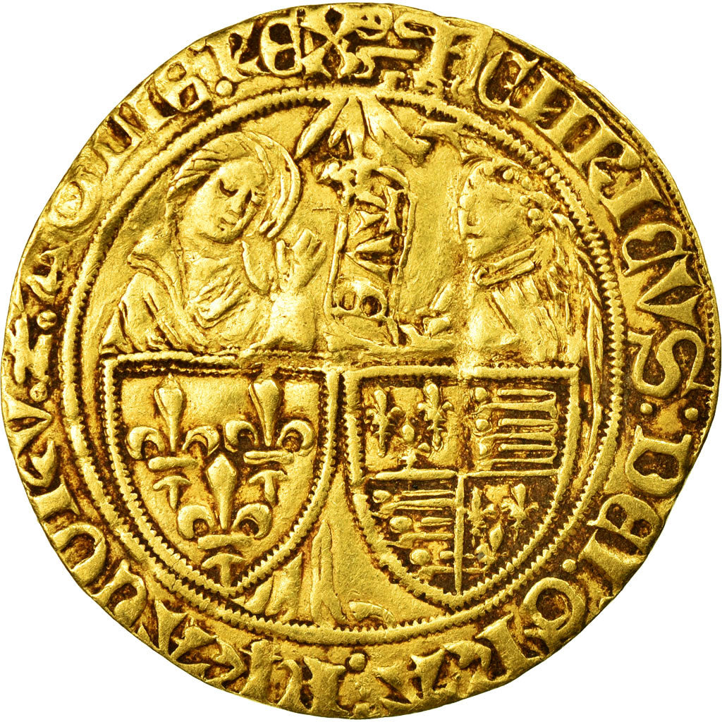 Moneta, Francia, Henri VI de Lancastre, Salut d'or, Rouen, BB, Oro