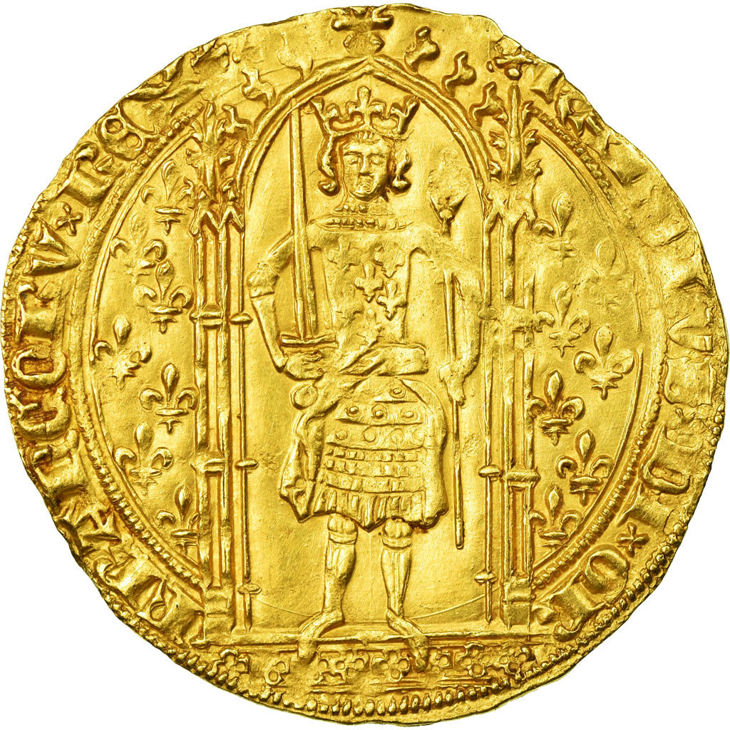 Coin, France, Charles V, Franc à pied, AU(50-53), Gold, Duplessy:360