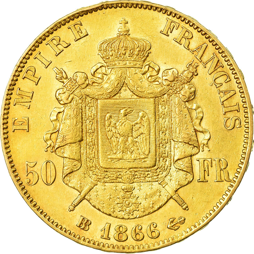 Monnaie, France, Napoleon III, Napoléon III, 50 Francs, 1866, Strasbourg, TTB