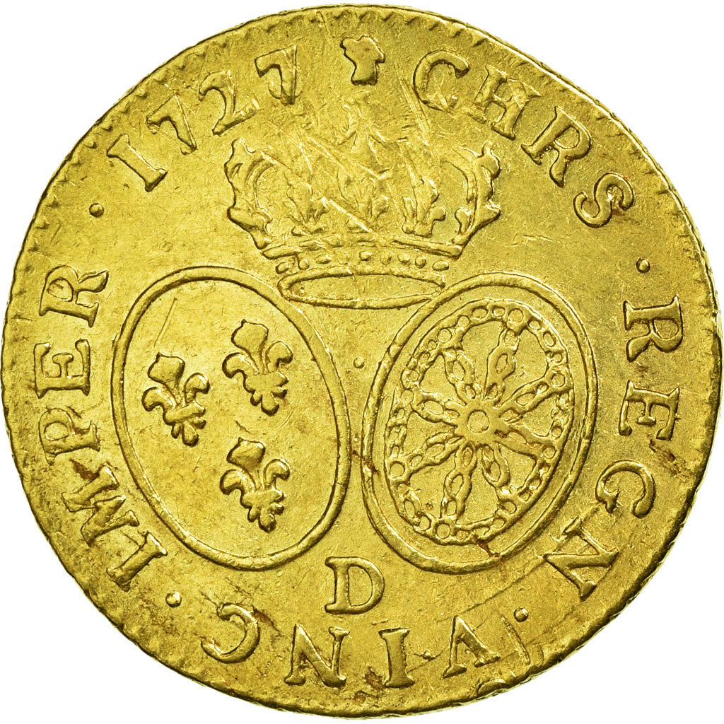 Moneta, Francia, Louis XV, Louis d'or aux lunettes, Louis d'Or, 1727, Lyon, BB