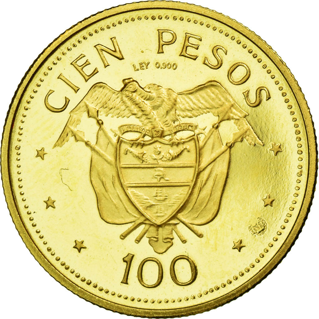 Coin, Colombia, 100 Pesos, 1968, MS(63), Gold, KM:231