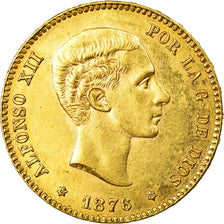 Coin, Spain, Alfonso XII, 25 Pesetas, 1876, Madrid, AU(55-58), Gold, KM:673