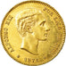 Coin, Spain, Alfonso XII, 25 Pesetas, 1876, Madrid, AU(55-58), Gold, KM:673