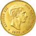 Coin, Spain, Alfonso XII, 25 Pesetas, 1877, Madrid, EF(40-45), Gold, KM:673