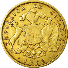 Coin, Chile, 10 Pesos, 1855, Santiago, VF(30-35), Gold, KM:131