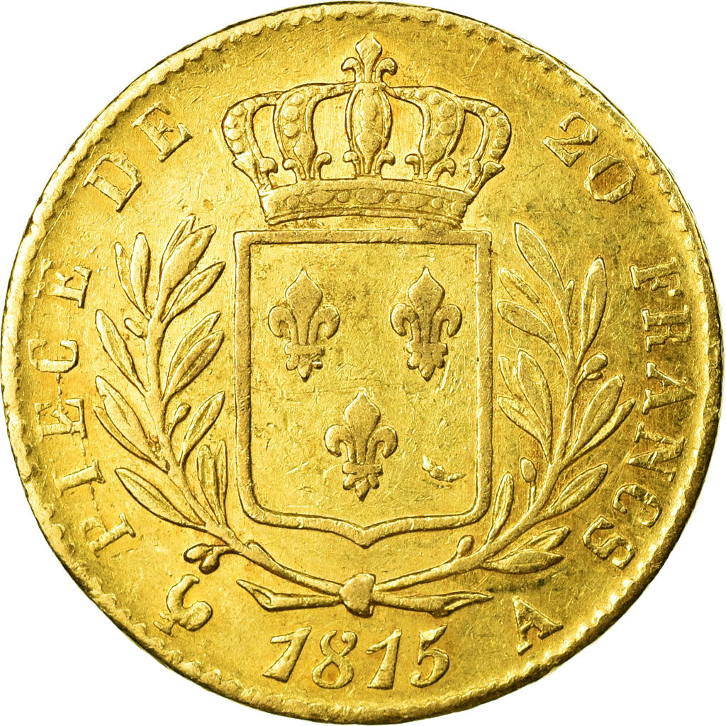Coin, France, Louis XVIII, 20 Francs, 1815, Paris, EF(40-45), Gold, KM 706.1