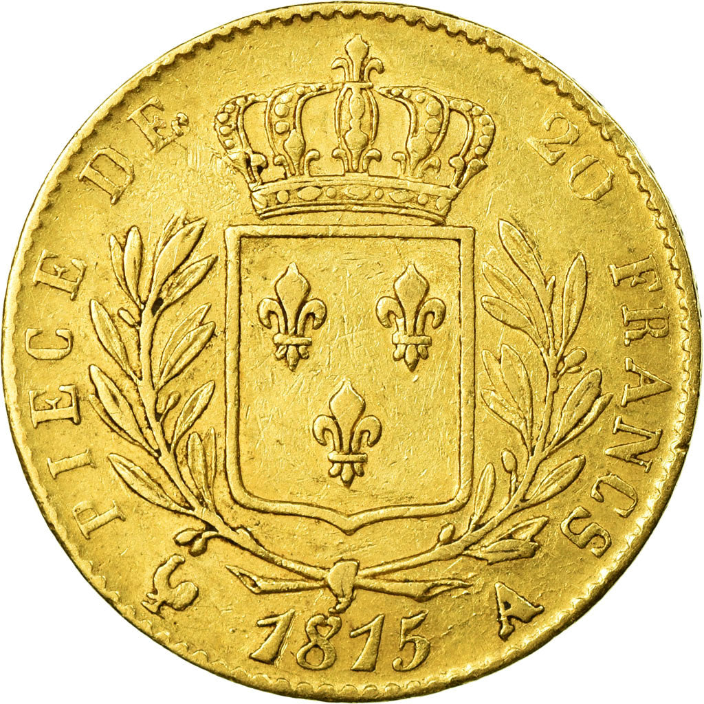Coin, France, Louis XVIII, 20 Francs, 1815, Paris, EF(40-45), Gold, KM 706.1