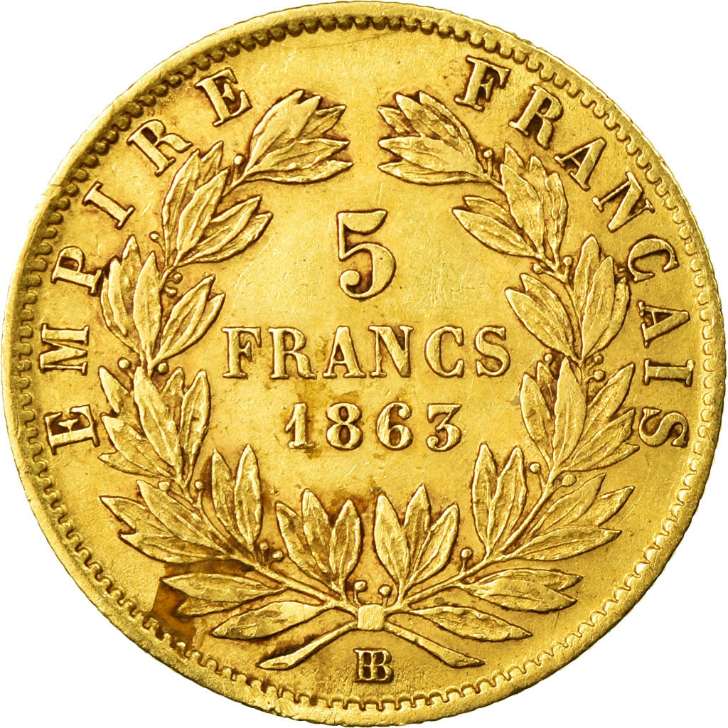 Coin, France, Napoleon III, Napoléon III, 5 Francs, 1863, Strasbourg