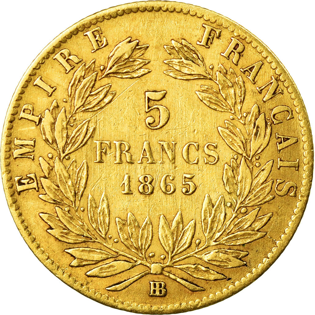 Coin, France, Napoleon III, Napoléon III, 5 Francs, 1865, Strasbourg