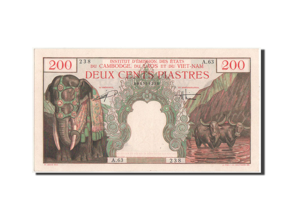 FRENCH INDO-CHINA, 200 Piastres, 1953, KM:109