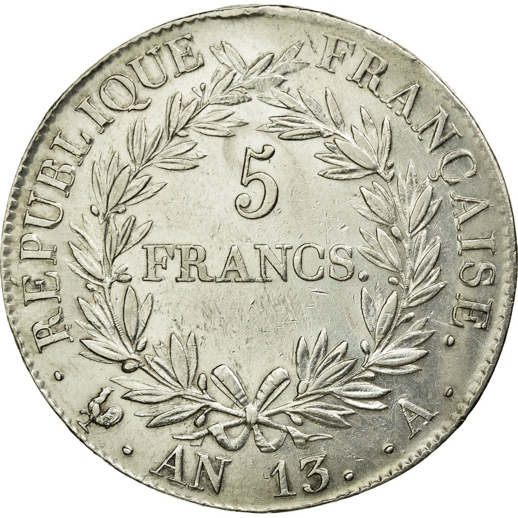 Moeda, França, Napoléon I, 5 Francs, AN 13, Paris, AU(55-58), Prata, KM:662.1