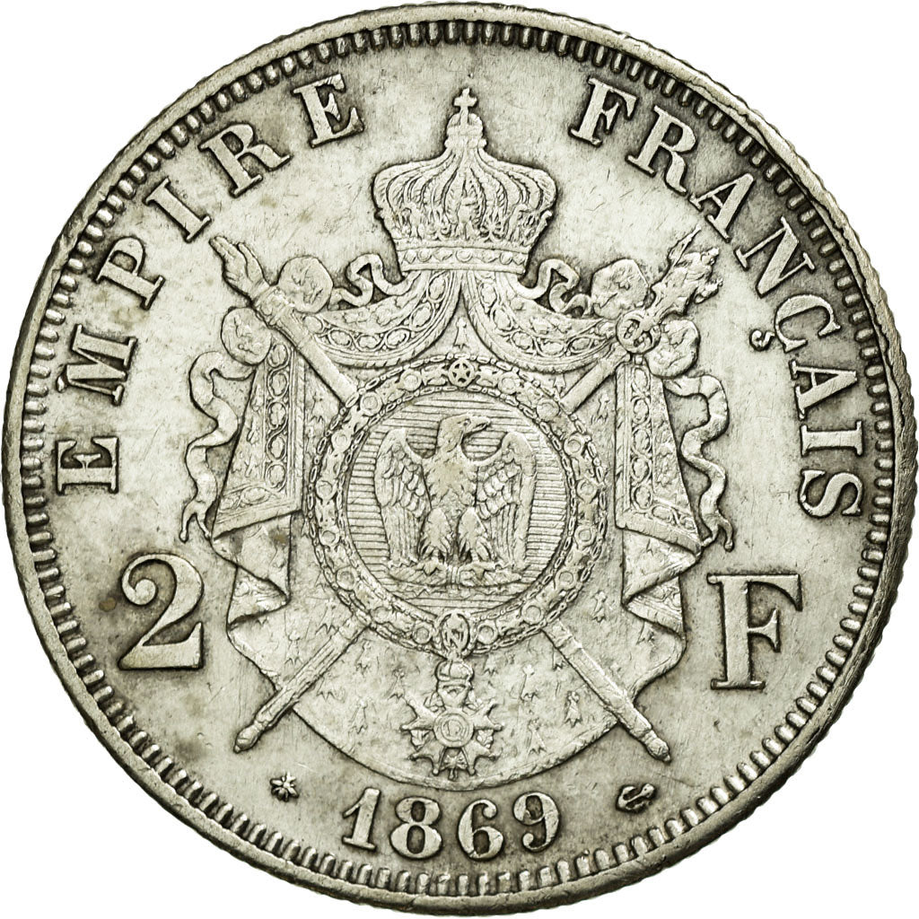 Munten, Frankrijk, Napoleon III, Napoléon III, 2 Francs, 1869, Paris, ZF+