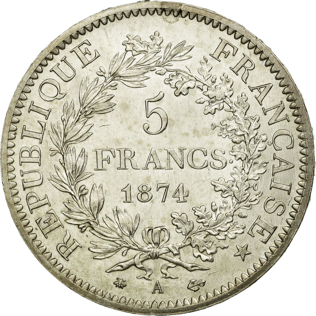 Coin, France, Hercule, 5 Francs, 1874, Paris, MS(60-62), Silver, KM:820.1