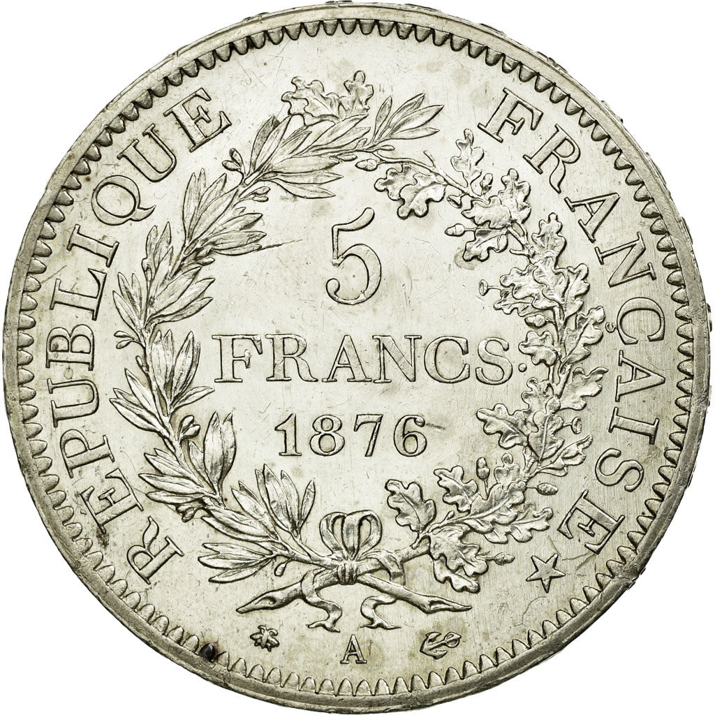 Coin, France, Hercule, 5 Francs, 1876, Paris, MS(60-62), Silver, KM:820.1