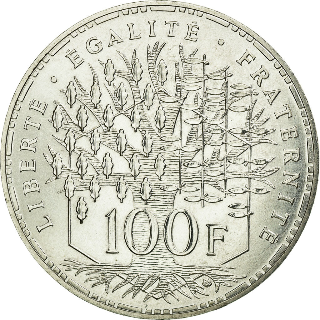 Coin, France, Panthéon, 100 Francs, 1990, Paris, AU(55-58), Silver, KM:951.1