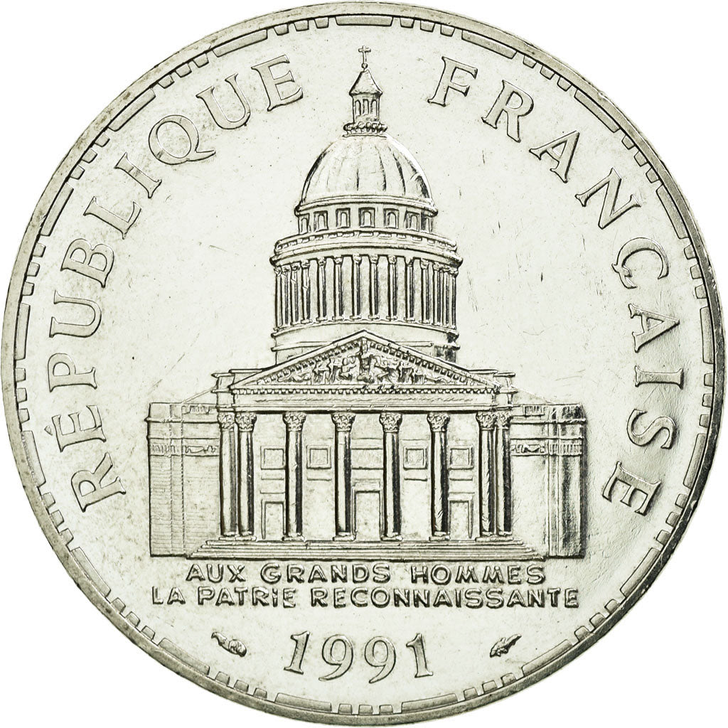 Coin, France, Panthéon, 100 Francs, 1991, Paris, AU(55-58), Silver, KM:951.1