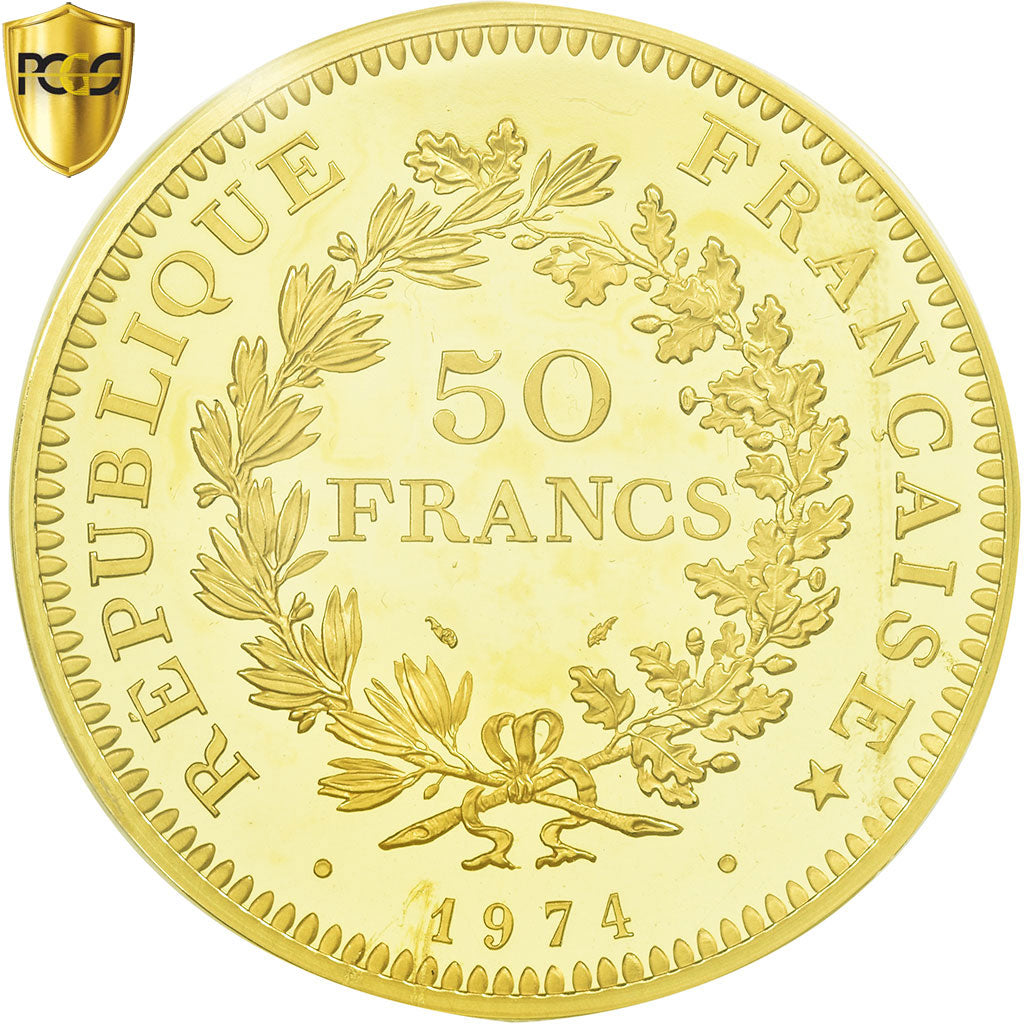 Münze, Frankreich, Hercule, 50 Francs, 1974, Piéfort, PCGS, SP67, Gold