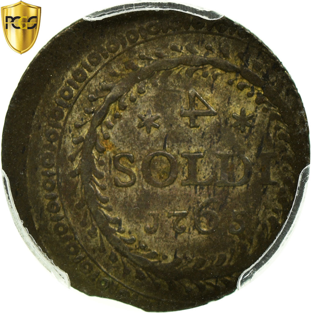 Coin, ITALIAN STATES, CORSICA, General Pasquale Paoli, 4 Soldi, 1765, PCGS