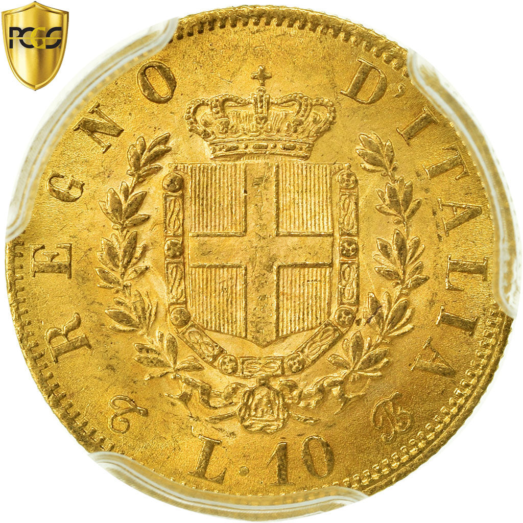 Monnaie, Italie, Vittorio Emanuele II, 10 Lire, 1863, Torino, PCGS, MS63, Or