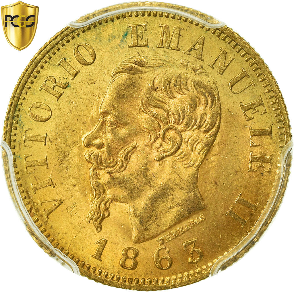 Monnaie, Italie, Vittorio Emanuele II, 10 Lire, 1863, Torino, PCGS, MS63, Or