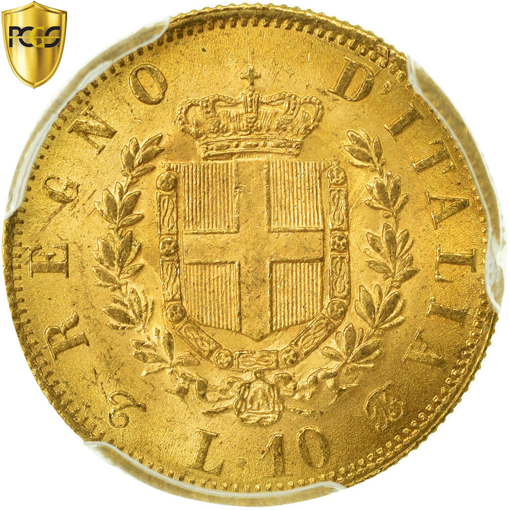 Monnaie, Italie, Vittorio Emanuele II, 10 Lire, 1863, Torino, PCGS, MS63, Or