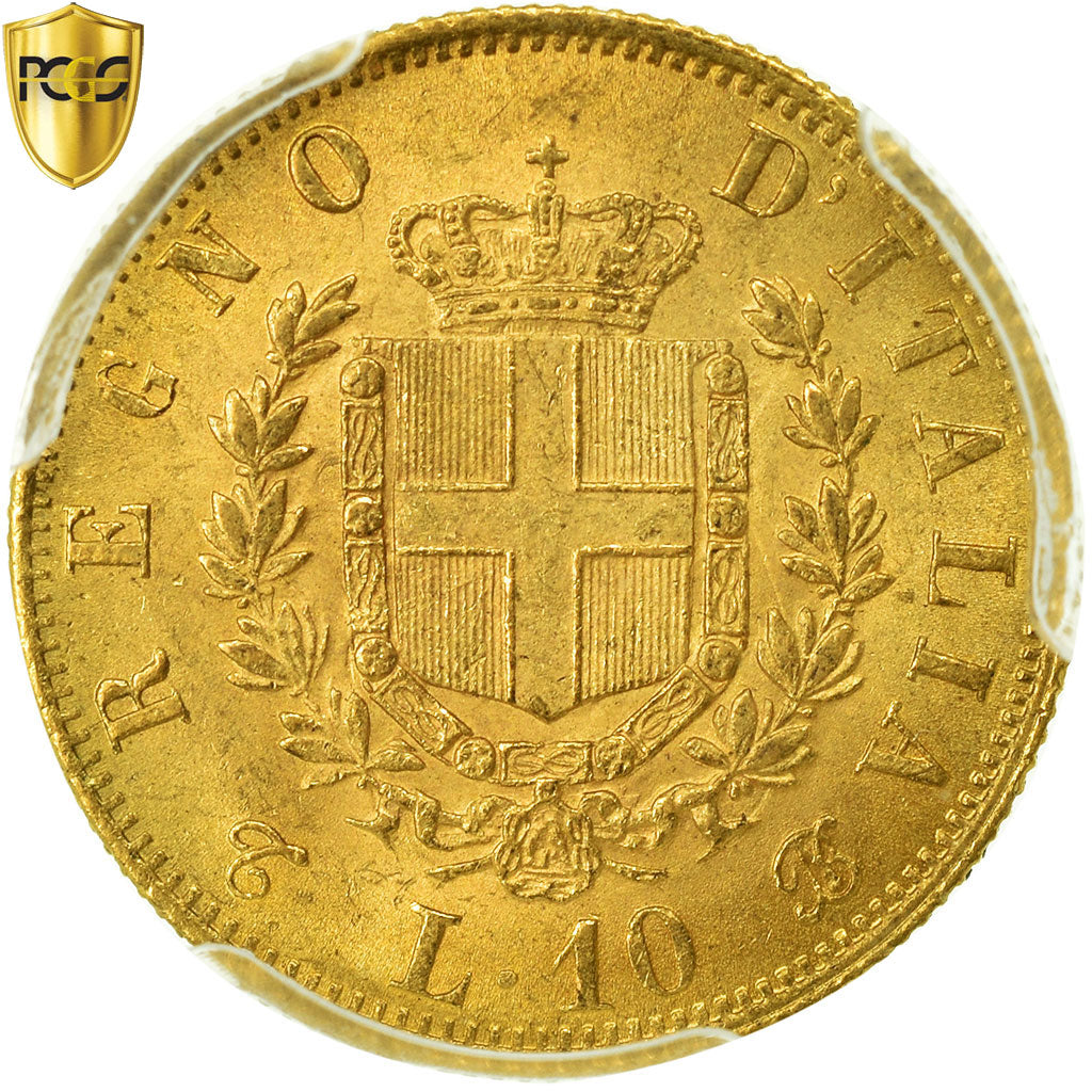Monnaie, Italie, Vittorio Emanuele II, 10 Lire, 1863, Torino, PCGS, MS63, Or