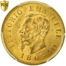 Monnaie, Italie, Vittorio Emanuele II, 10 Lire, 1863, Torino, PCGS, MS63, Or