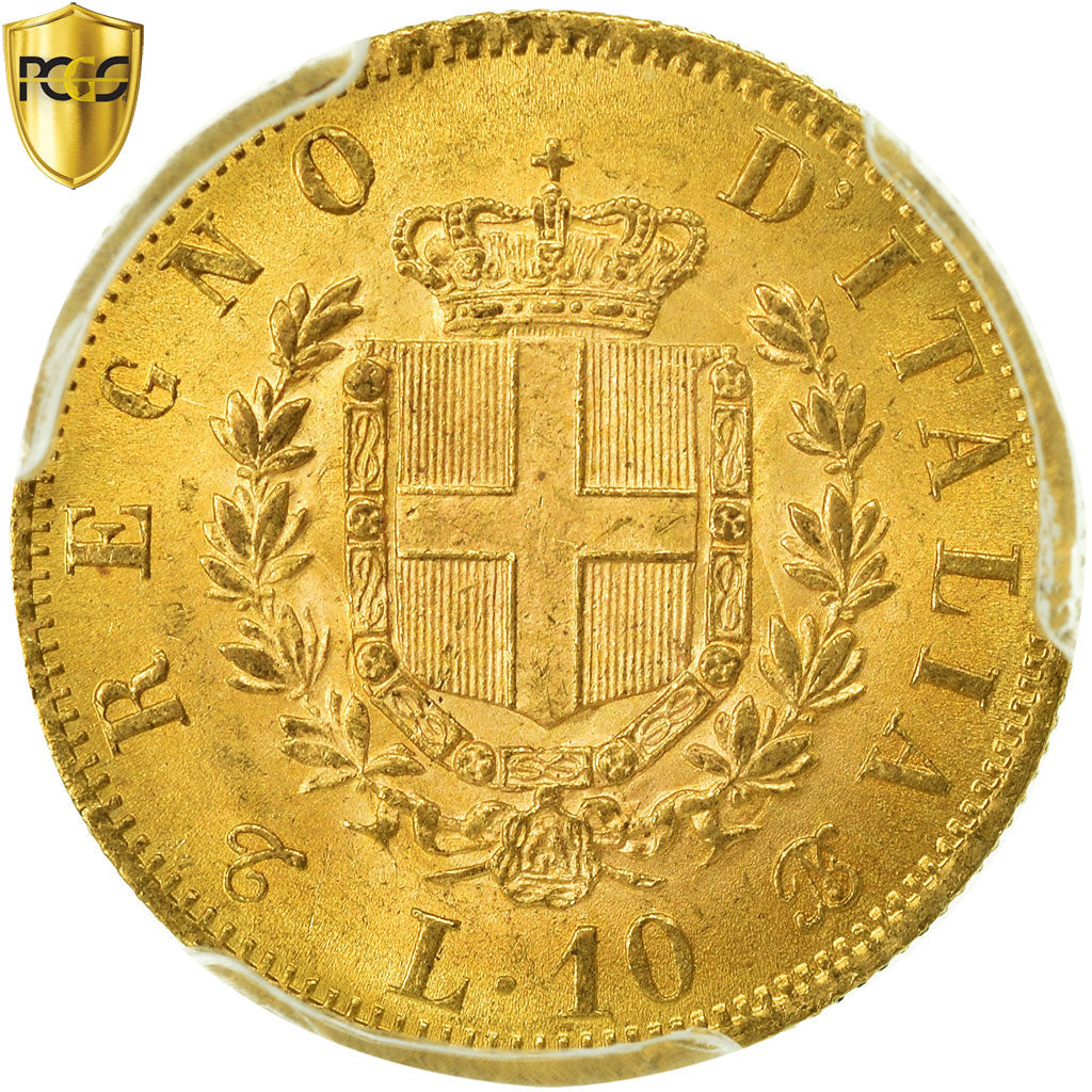 Monnaie, Italie, Vittorio Emanuele II, 10 Lire, 1863, Torino, PCGS, MS63, Or