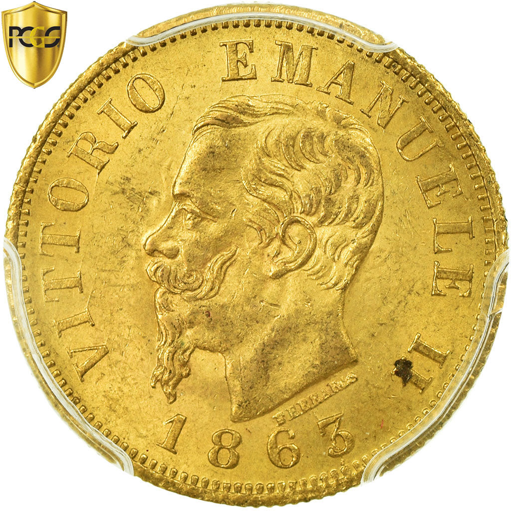 Monnaie, Italie, Vittorio Emanuele II, 10 Lire, 1863, Torino, PCGS, MS63, Or
