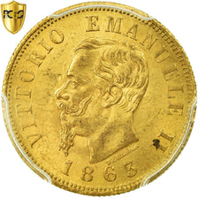 Monnaie, Italie, Vittorio Emanuele II, 10 Lire, 1863, Torino, PCGS, MS63, Or