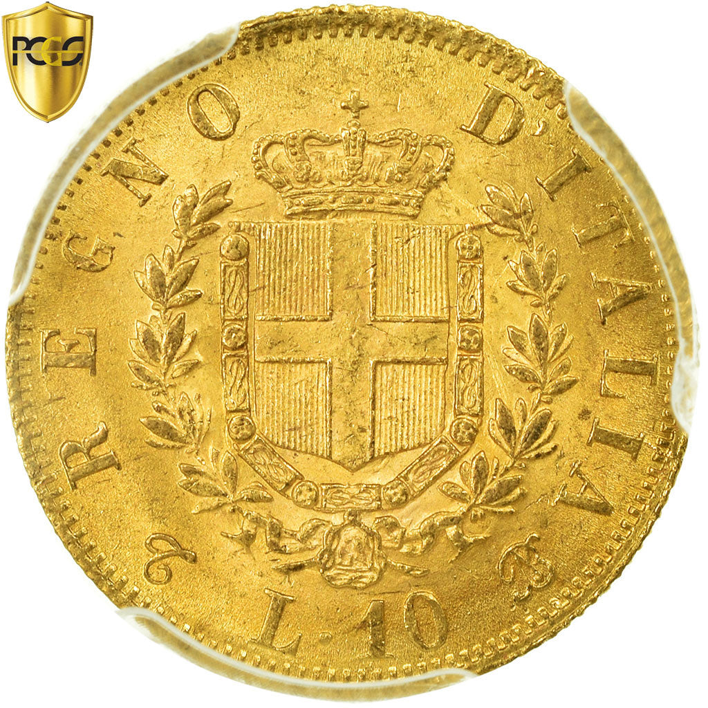 Monnaie, Italie, Vittorio Emanuele II, 10 Lire, 1863, Torino, PCGS, MS63, Or