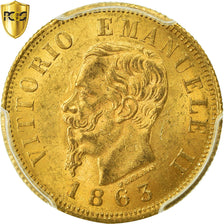 Monnaie, Italie, Vittorio Emanuele II, 10 Lire, 1863, Torino, PCGS, MS63, Or