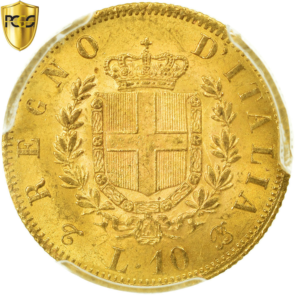 Monnaie, Italie, Vittorio Emanuele II, 10 Lire, 1863, Torino, PCGS, MS63, Or