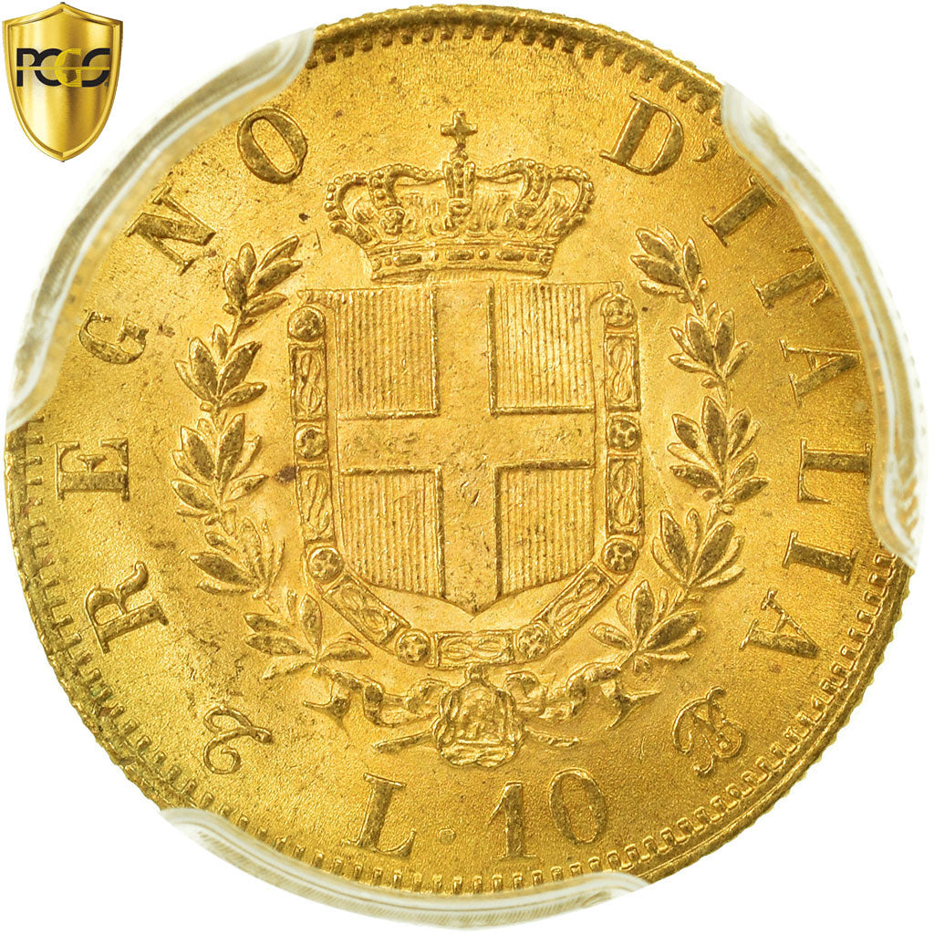 Monnaie, Italie, Vittorio Emanuele II, 10 Lire, 1863, Torino, PCGS, MS63, Or