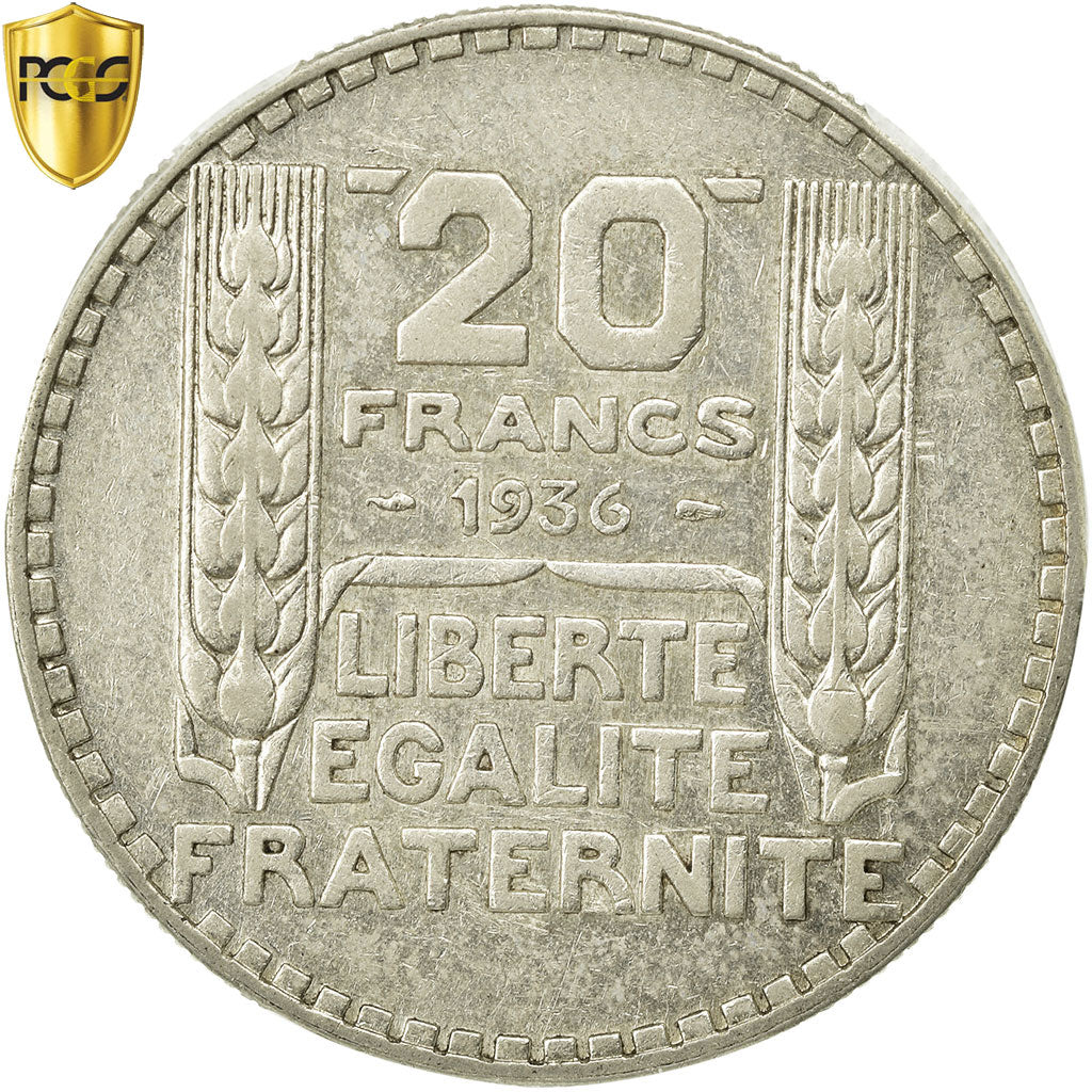 Coin, France, Turin, 20 Francs, 1936, Paris, PCGS, AU55, Silver, KM:879, graded