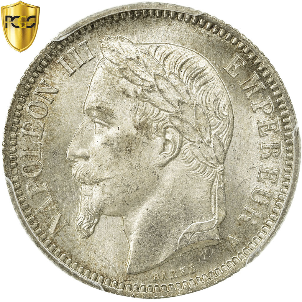 Monnaie, France, Napoleon III, Napoléon III, Franc, 1868, Paris, PCGS, MS64